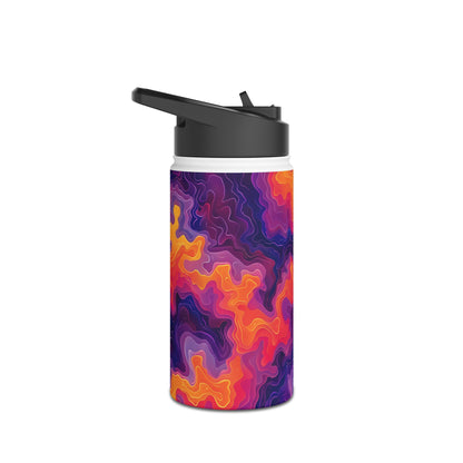 Electric Sunrise Pattern Stainless Steel Water Bottle with Twist-on Lid and Double-Wall Vacuum Insulation