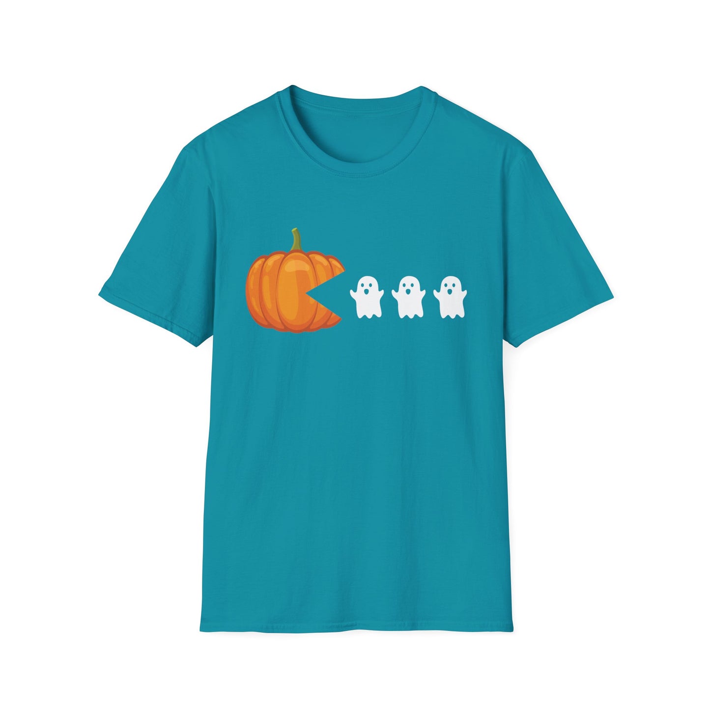 Funny Halloween Pumpkin Eating Ghost, Gamer Gaming Men Women T-Shirt