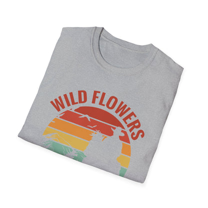 Wild Flowers and Wild Horses Vintage Sunset Country Cowgirl Cowboy T-Shirt For Men Women T-Shirt