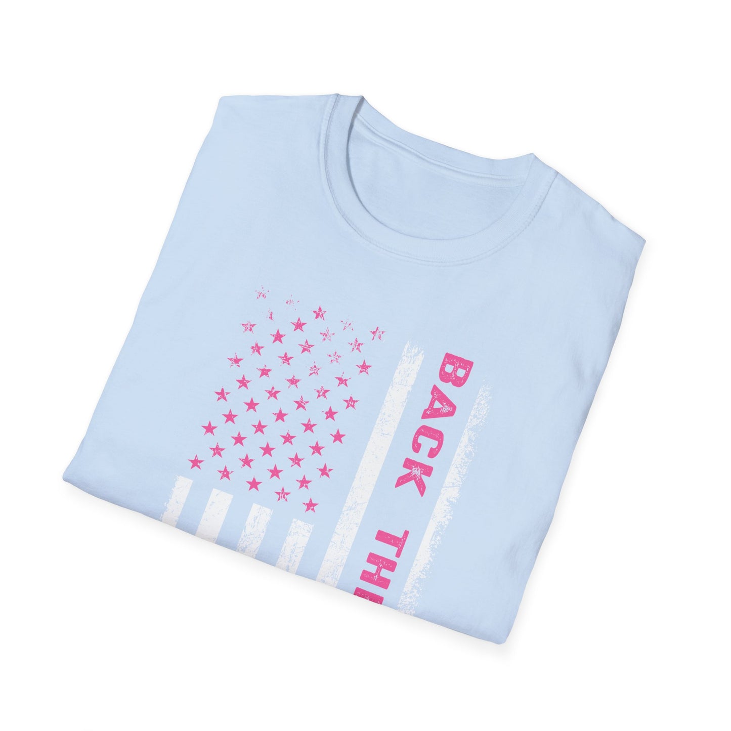 Back The Pink USA Flag Pink Breast Cancer Awareness October Tshirt
