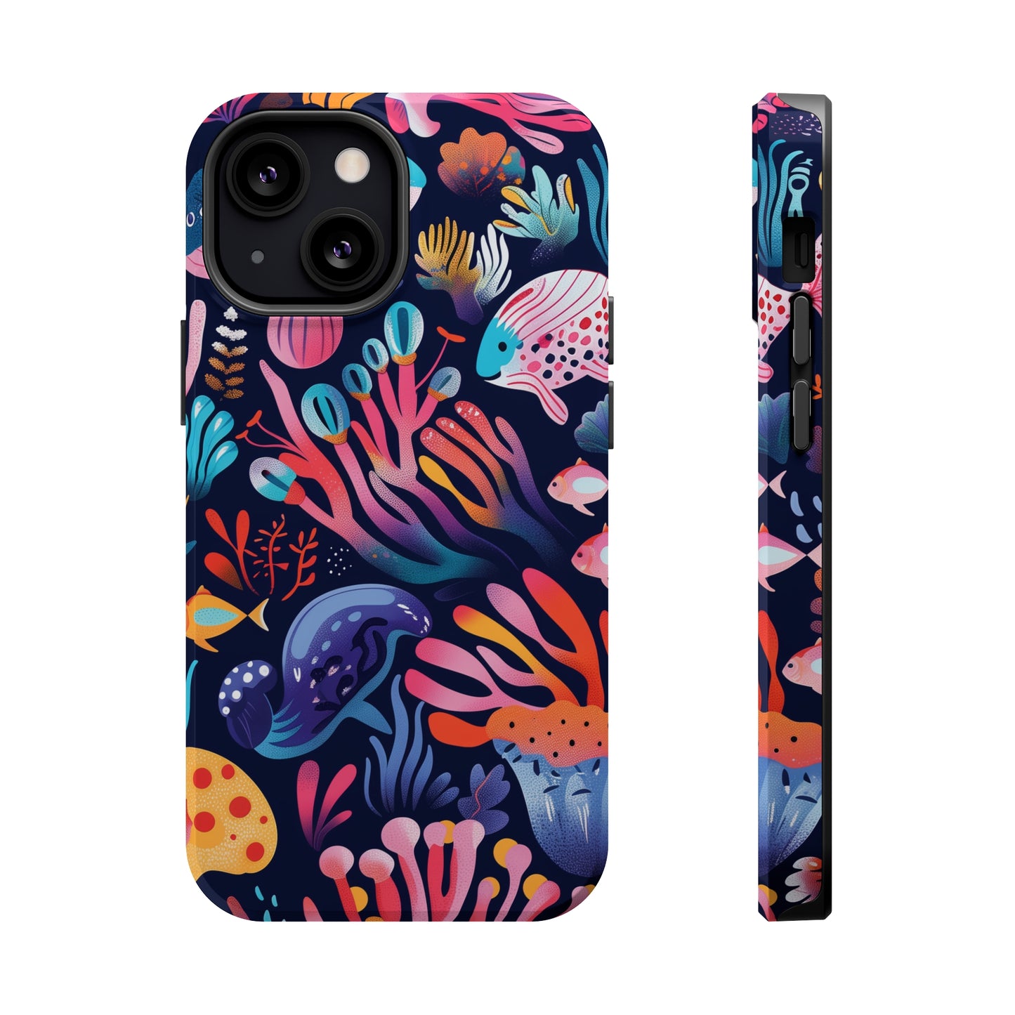 Underwater World Pattern iPhone 13 14 15 Pro Max Plus Case Compatible with MagSafe Tough Cases Protection, Magnetic Phone Case for iPhone  Classic Series