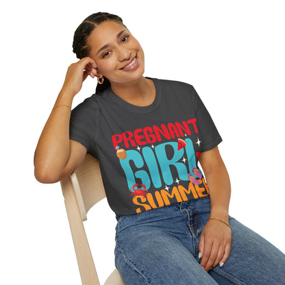 Groovy Pregnancy Reveal Pregnant Girl Summer T-Shirt For Baby Shower T-Shirt