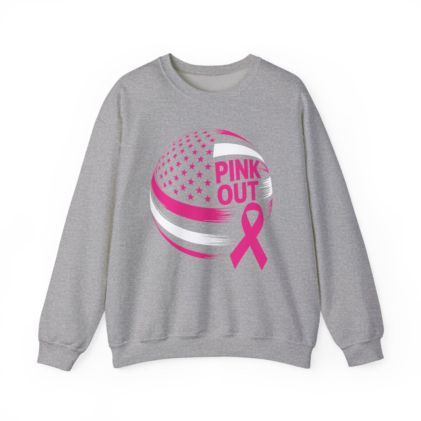 Volley Ball Pink Ribbon Breast Cancer Awearness USA Flag Sweatshirt For Men Women