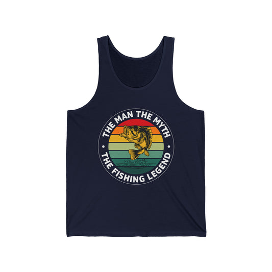 Mens Dad Man The Myth The Fishing Legend Fisherman Vintage Bass Fishing Tank Tops For Men Women