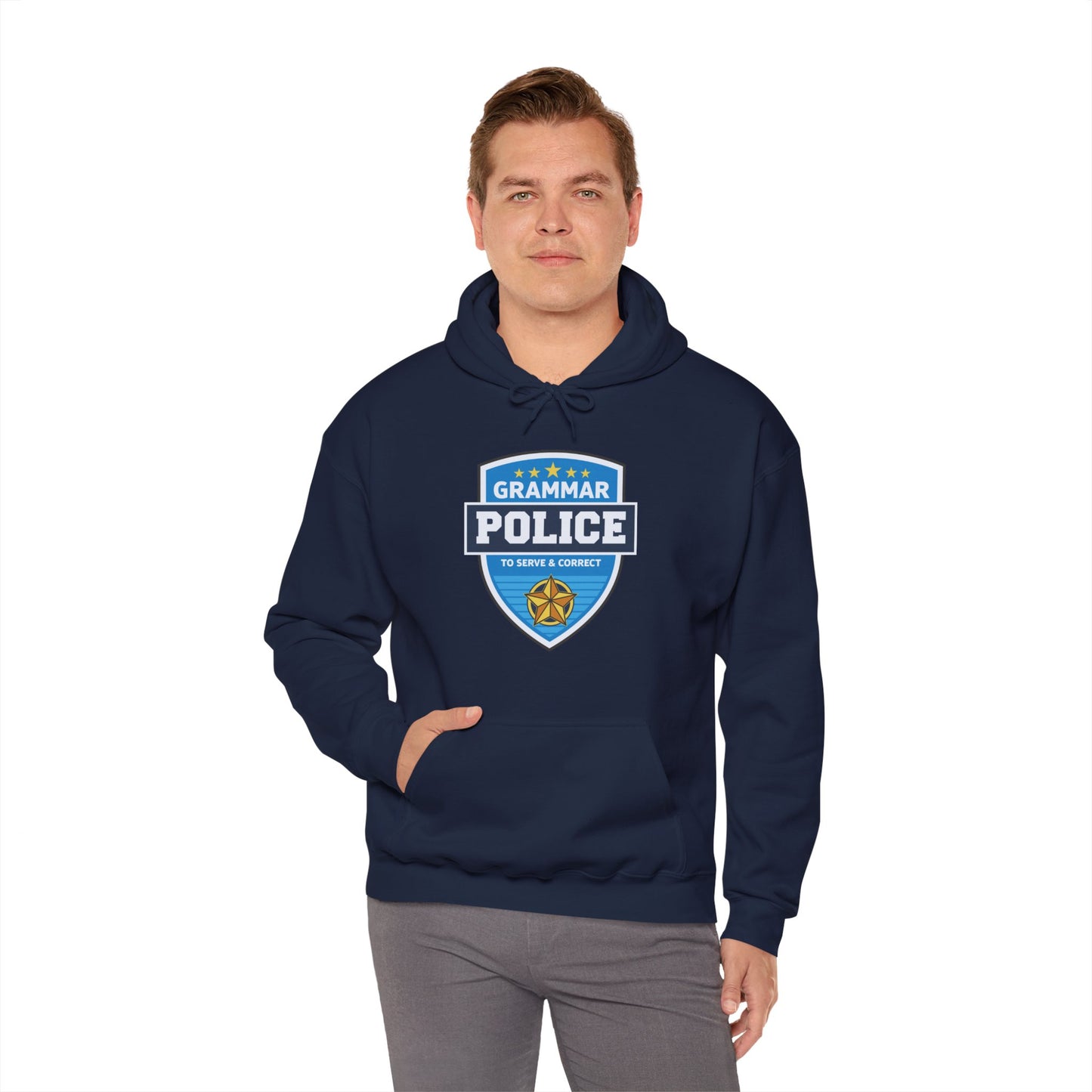 Grammar Police Badge To Serve and Correct Teacher Student Hoodie For Men Women