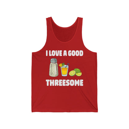 Funny Salt Lime Tequila Threesome Bartender Bar Drink Adult Humour Tank Top