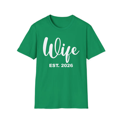 Funny Wife Est 2026 Just Married Bride Honeymoon Couple Wedding T-Shirt For Women