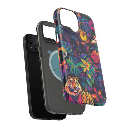 Animal Collage Vibrant Pattern iPhone 13 14 15 Pro Max Plus Case Compatible with MagSafe Tough Cases Protection, Magnetic Phone Case for iPhone  Classic Series