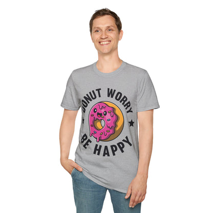 Funny Donut Worry Be Happy Foodie Donut Lovers T-Shirt For Men Women T-Shirt