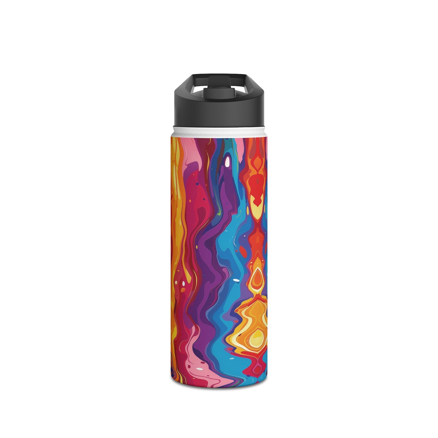 Rainbow Splash Vibrant Pattern Stainless Steel Water Bottle with Twist-on Lid and Double-Wall Vacuum Insulation