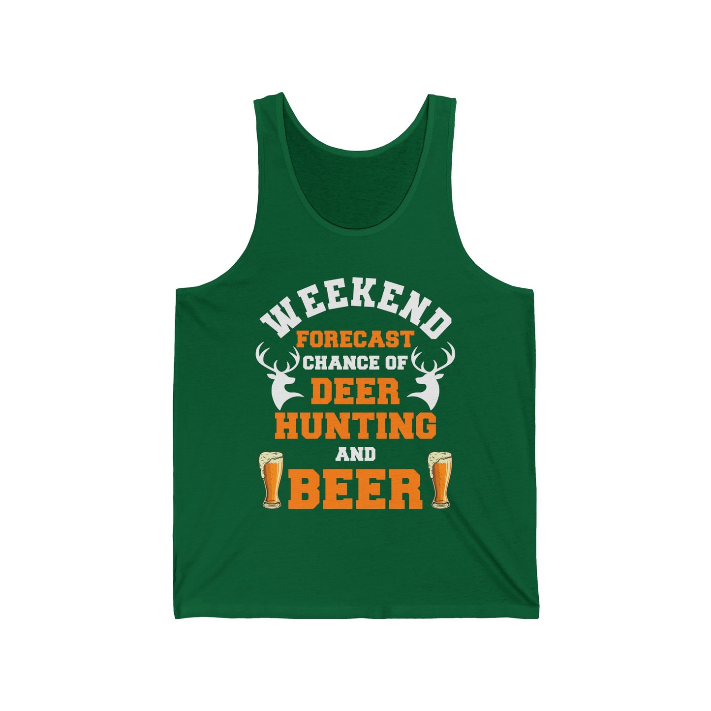 Funny Weekend Forecast Deer Hunting with The Chance of Beer Drinking Tank Tops