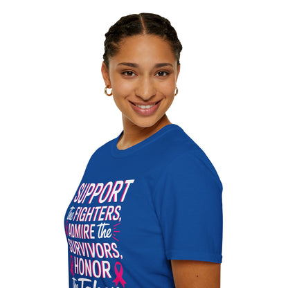 Breast Cancer Awareness Support Fighters Admire Survivors T-Shirt For Men Women
