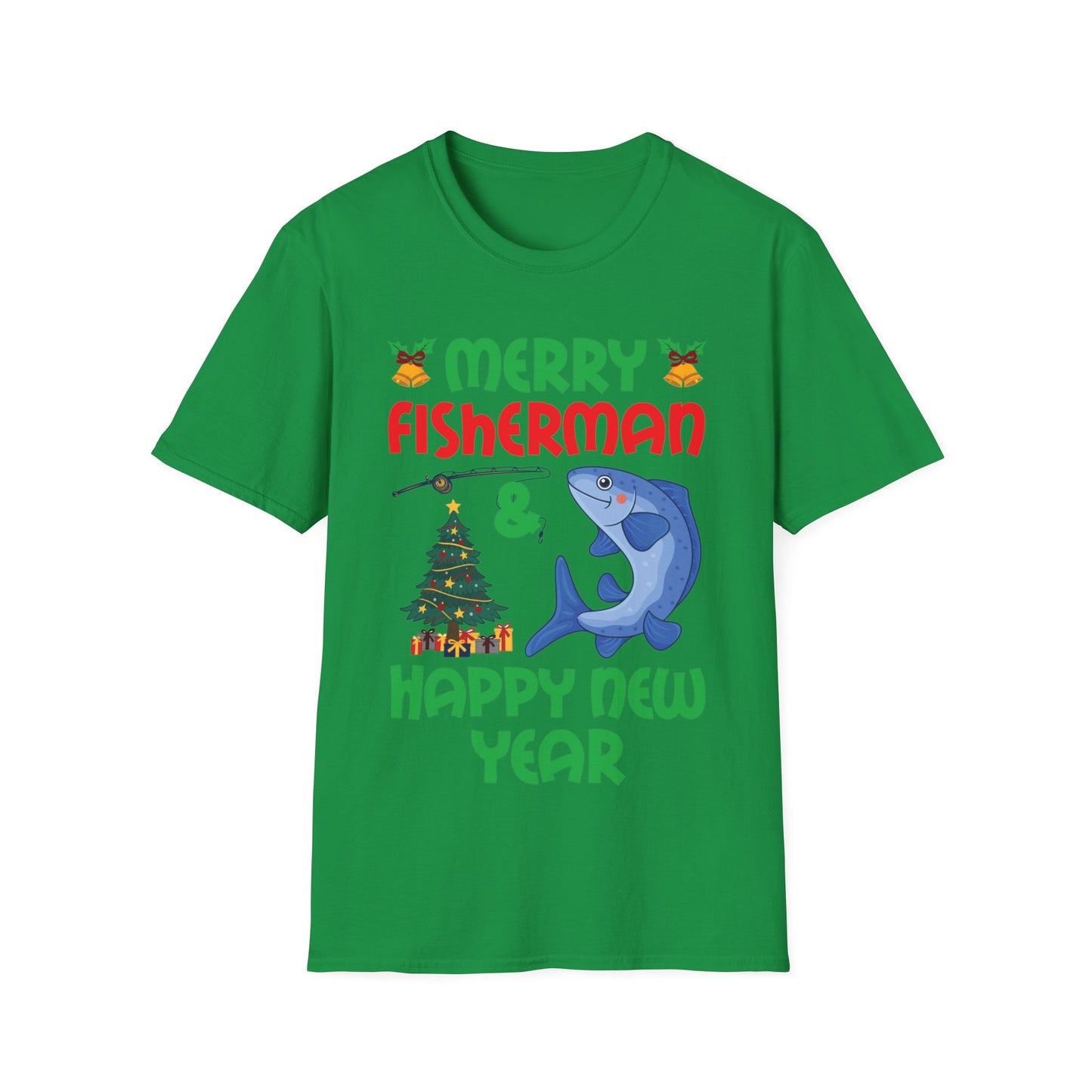 Funny Bass Fishing Merry Fishmas And Happy New Year Christmas Xmas T-Shirt