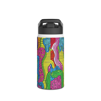 Abstract Rainbow Colored Pattern Stainless Steel Water Bottle with Twist-on Lid and Double-Wall Vacuum Insulation