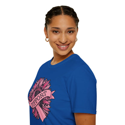 Sunflower Pink Breast Cancer Awareness Women Warrior T-Shirt For Men Women