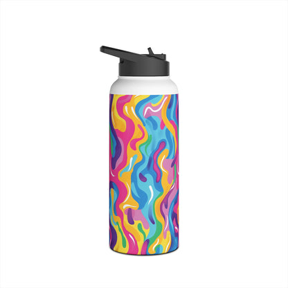 Rainbow Splash Pattern Stainless Steel Water Bottle with Twist-on Lid and Double-Wall Vacuum Insulation