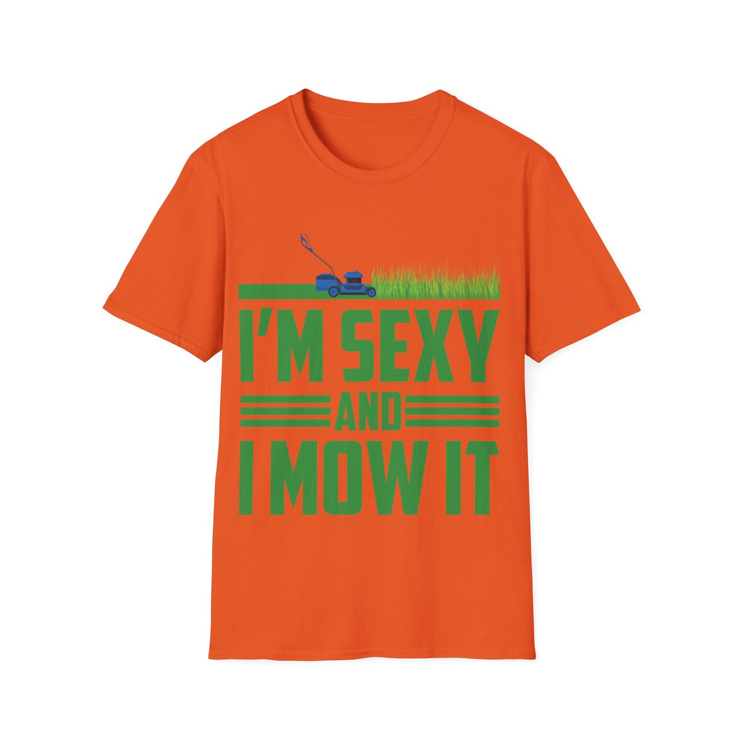 Funny Im Sexy and I Mow It Retro Grass Lawn Mower T-Shirt