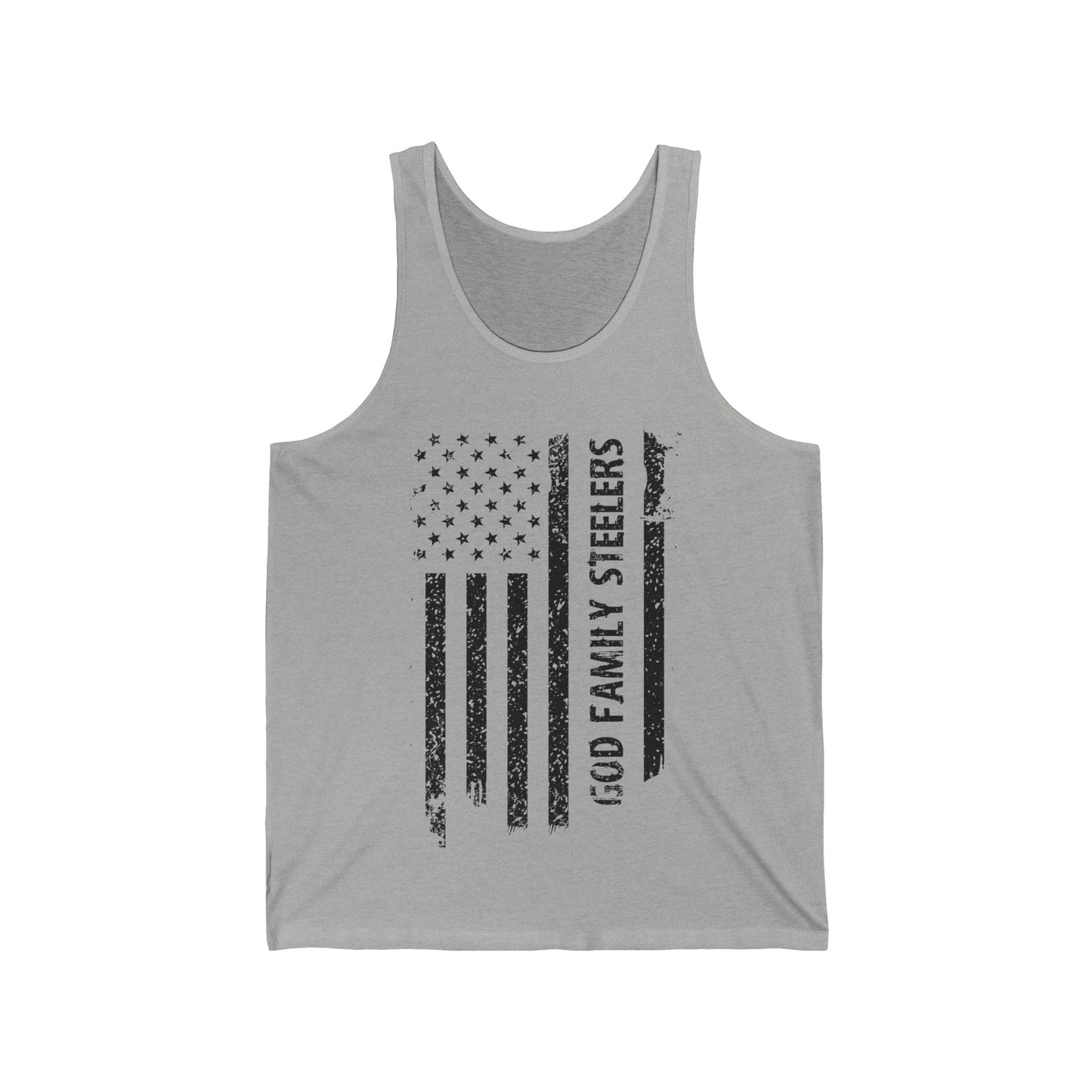 God Family Steelers Pro US American Flag Vintage Fathers Day Tank Top