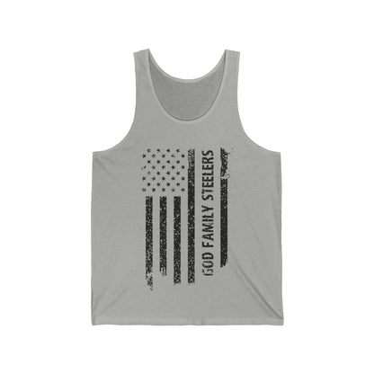 God Family Steelers Pro US American Flag Vintage Fathers Day Tank Top