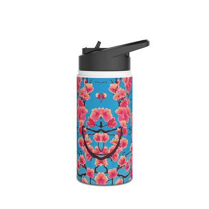 Sakura Blossoms Vibrant Pattern Stainless Steel Water Bottle with Twist-on Lid and Double-Wall Vacuum Insulation