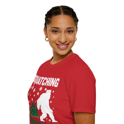 Squatching Through The Snow Funny Bigfoot Christmas Sasquatch T-Shirt