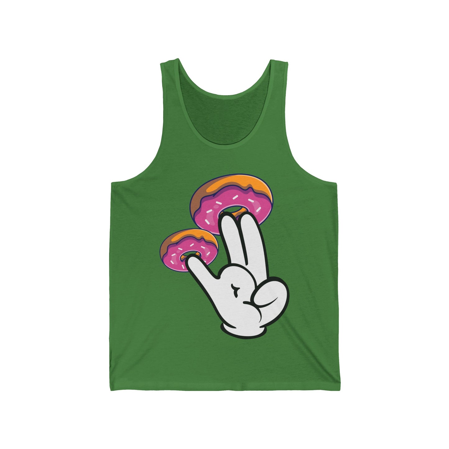 Funny Donuts with The Shocker Hand 2 and 1 Fingers Donut Lovers Humor Tank Tops For Men