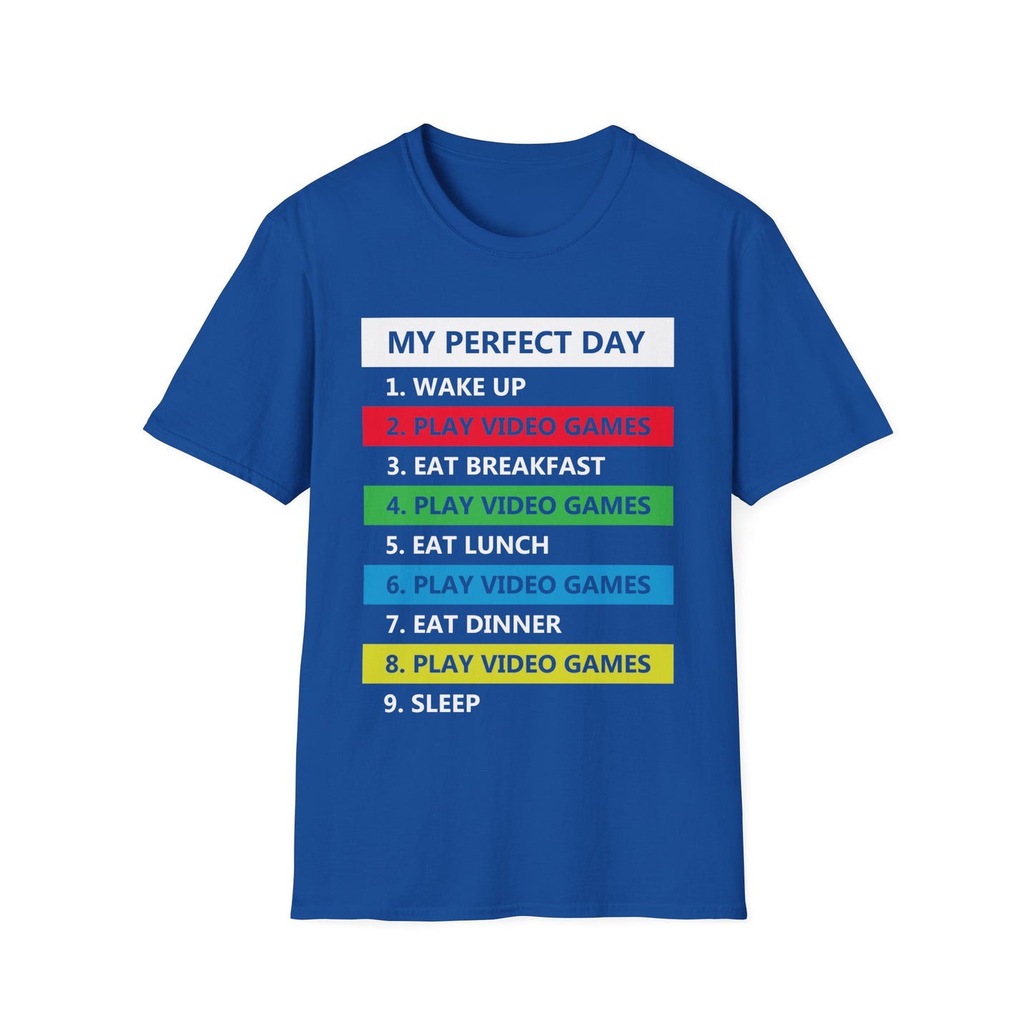 Funny My Perfect Day of Gamer Video Games Gaming T-Shirt Funny Kids Tee Top