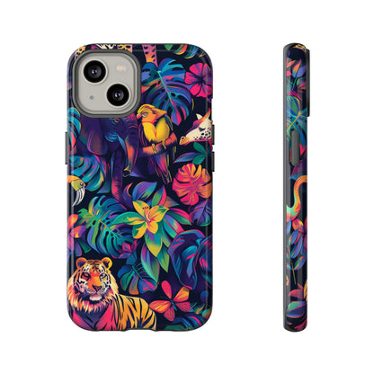 Animal Collage Vibrant Pattern iPhone 13 14 15 16 Pro Max Plus Case Wireless Charging Compatible Tough Cases Protection, Magnetic Phone Case for iPhone Classic Series