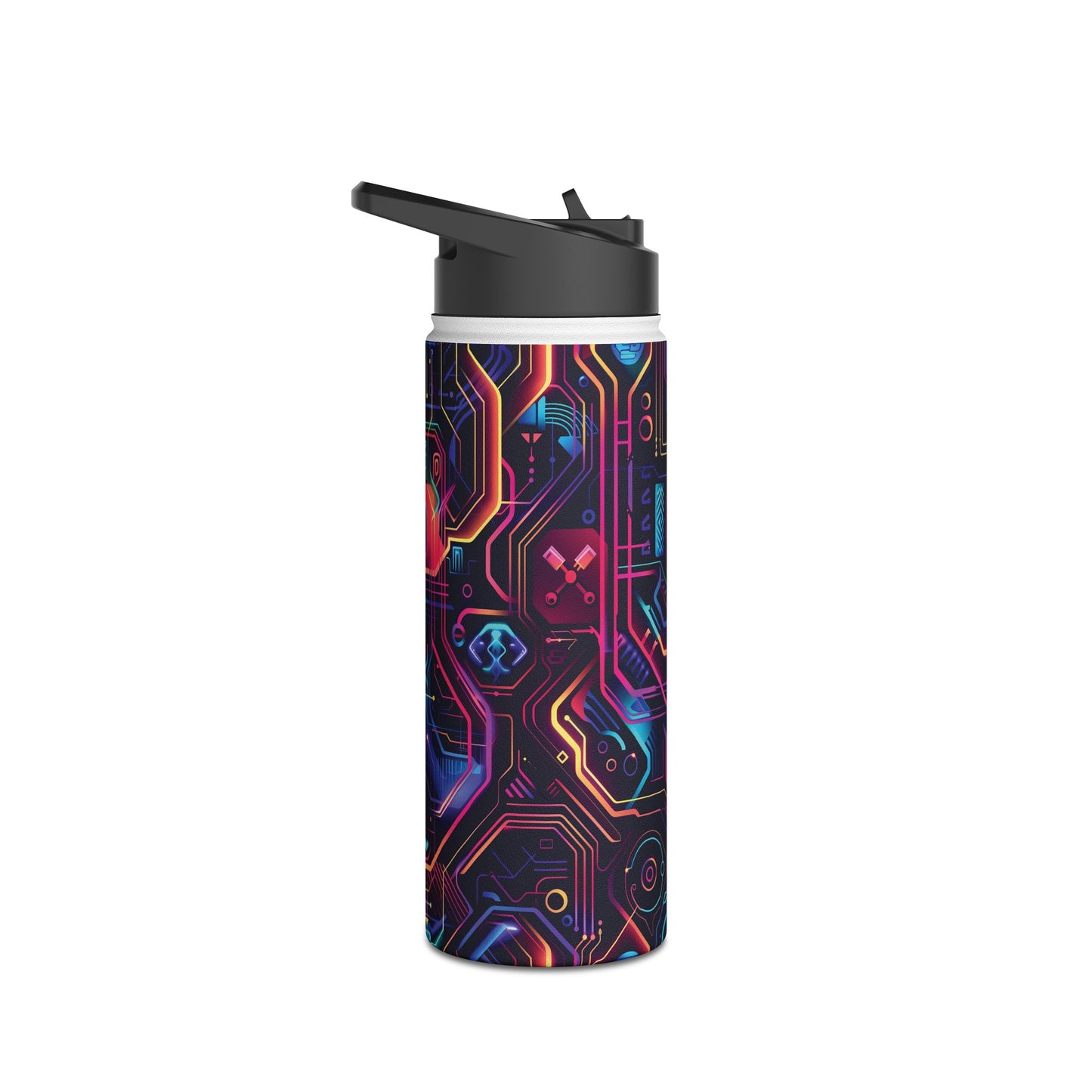 Cyberpunk Neon Vibrant Color Pattern Stainless Steel Water Bottle with Twist-on Lid and Double-Wall Vacuum Insulation