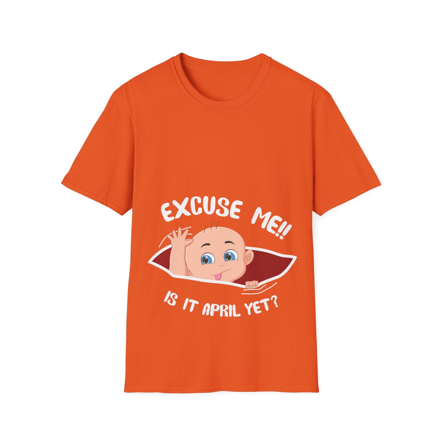 Personalized Month Womens Excuse Me Is It April Yet Cute Baby Girl Funny Pregnancy T-Shirt