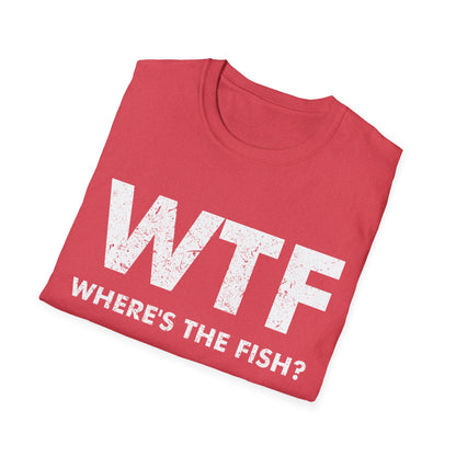 Funny WTF Where is The Fish Mens Fishing Fisherman T-Shirt