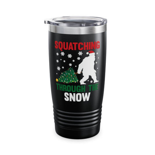 Squatching Through The Snow Funny Bigfoot Christmas Sasquatch Tumbler