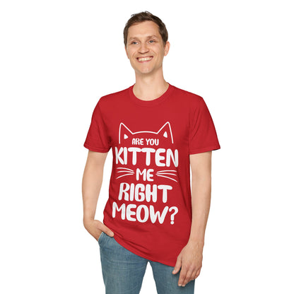 Funny Are You Kitten Me Right Meow T-Shirt Cat Joke Shirt Men Women