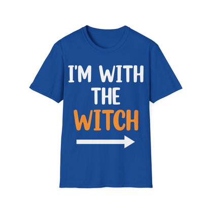 Funny I Am With The Witch T-Shirt Matching Witch Costume T-Shirt