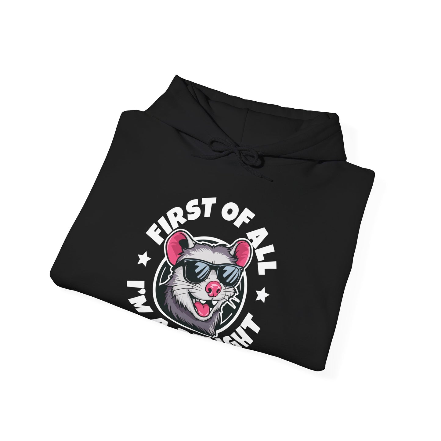 Funny First Of All I'm A Delight Sarcastic Angry Opossum Possum Hoodie For Men Women Hoodie