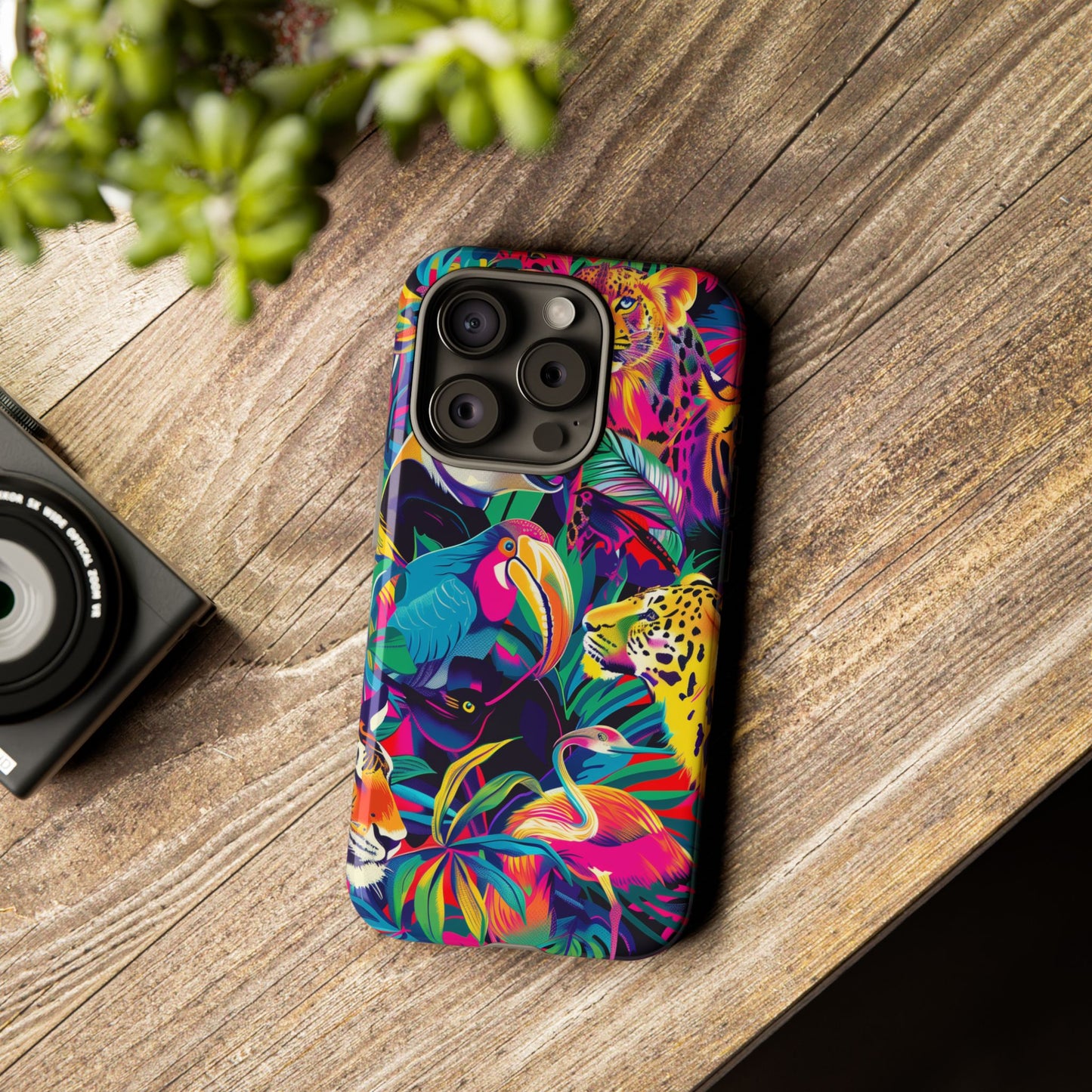 Animal Collage Pattern iPhone 13 14 15 16 Pro Max Plus Case Wireless Charging Compatible Tough Cases Protection, Magnetic Phone Case for iPhone Classic Series