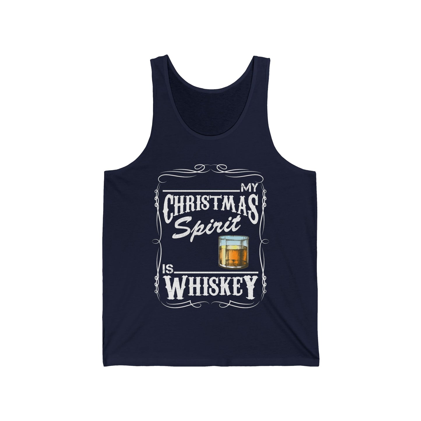 Funny Whiskey Is My Christmas Spirit Xmas Drinking Vintage Tank Top