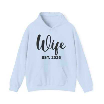 Funny Wife Est 2026 Just Married Bride Honeymoon Couple Wedding Hoodie For Women