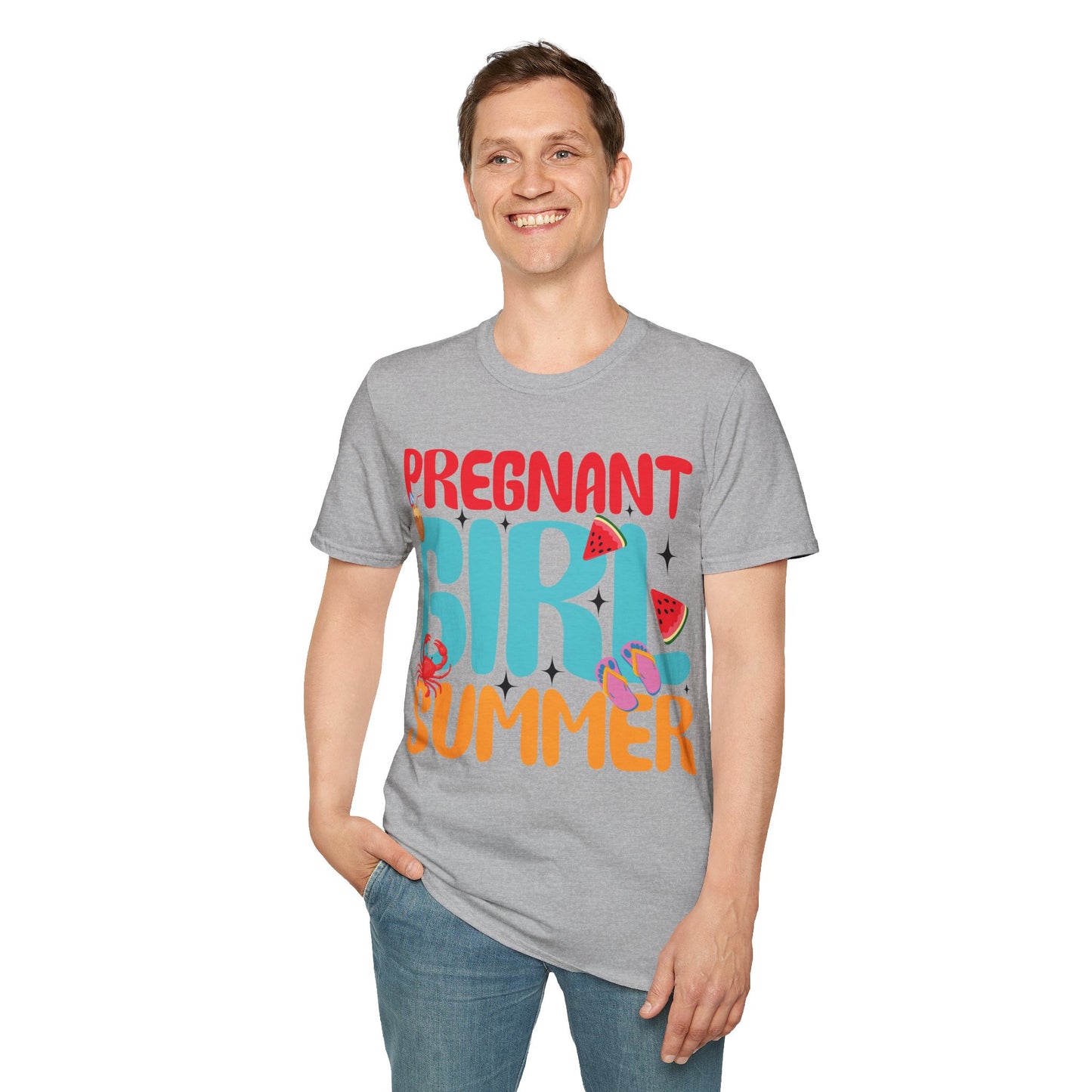 Groovy Pregnancy Reveal Pregnant Girl Summer T-Shirt For Baby Shower T-Shirt