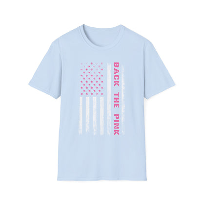 Back The Pink USA Flag Pink Breast Cancer Awareness October Tshirt