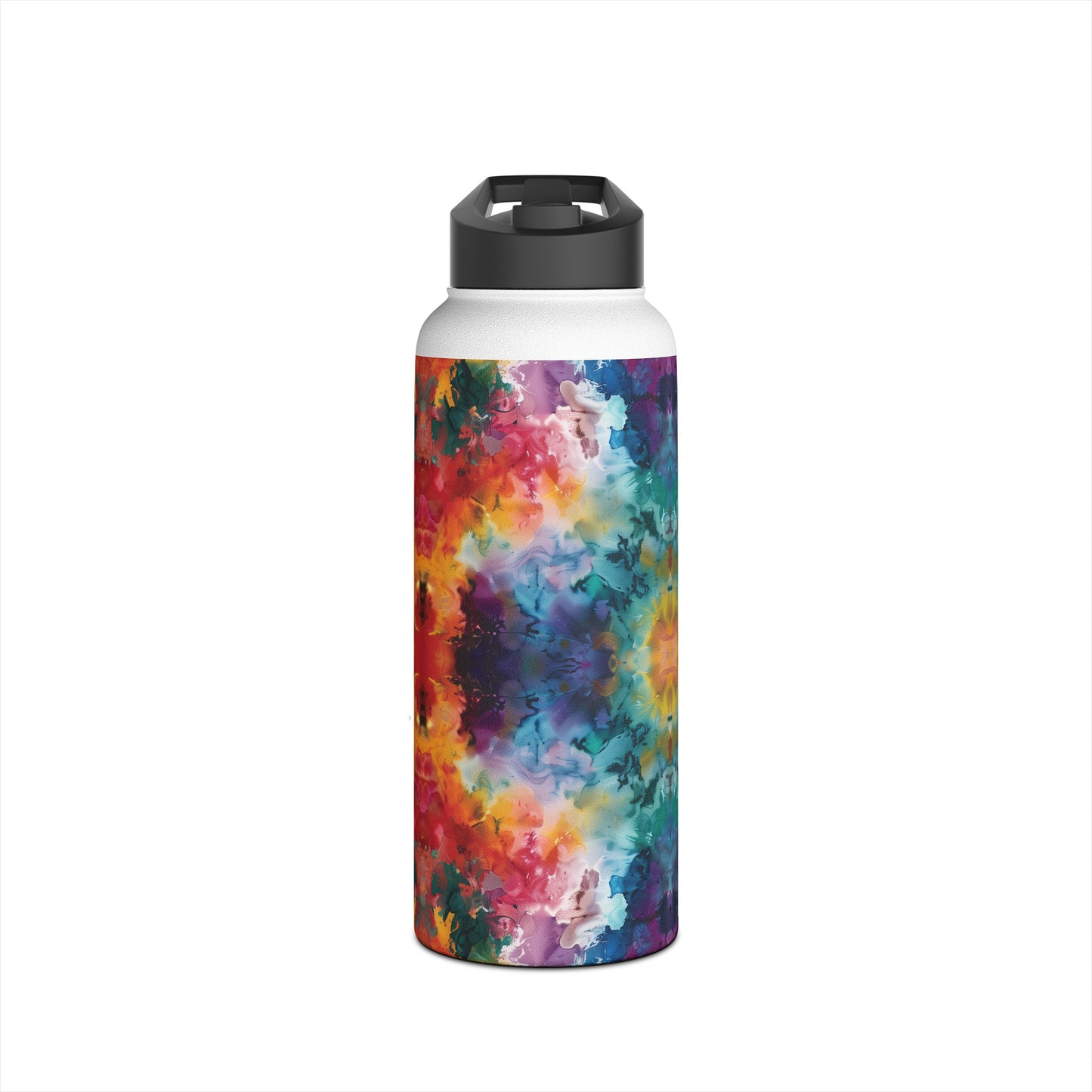 Tie-Dye Dream Vibrant Pattern Stainless Steel Water Bottle with Twist-on Lid and Double-Wall Vacuum Insulation