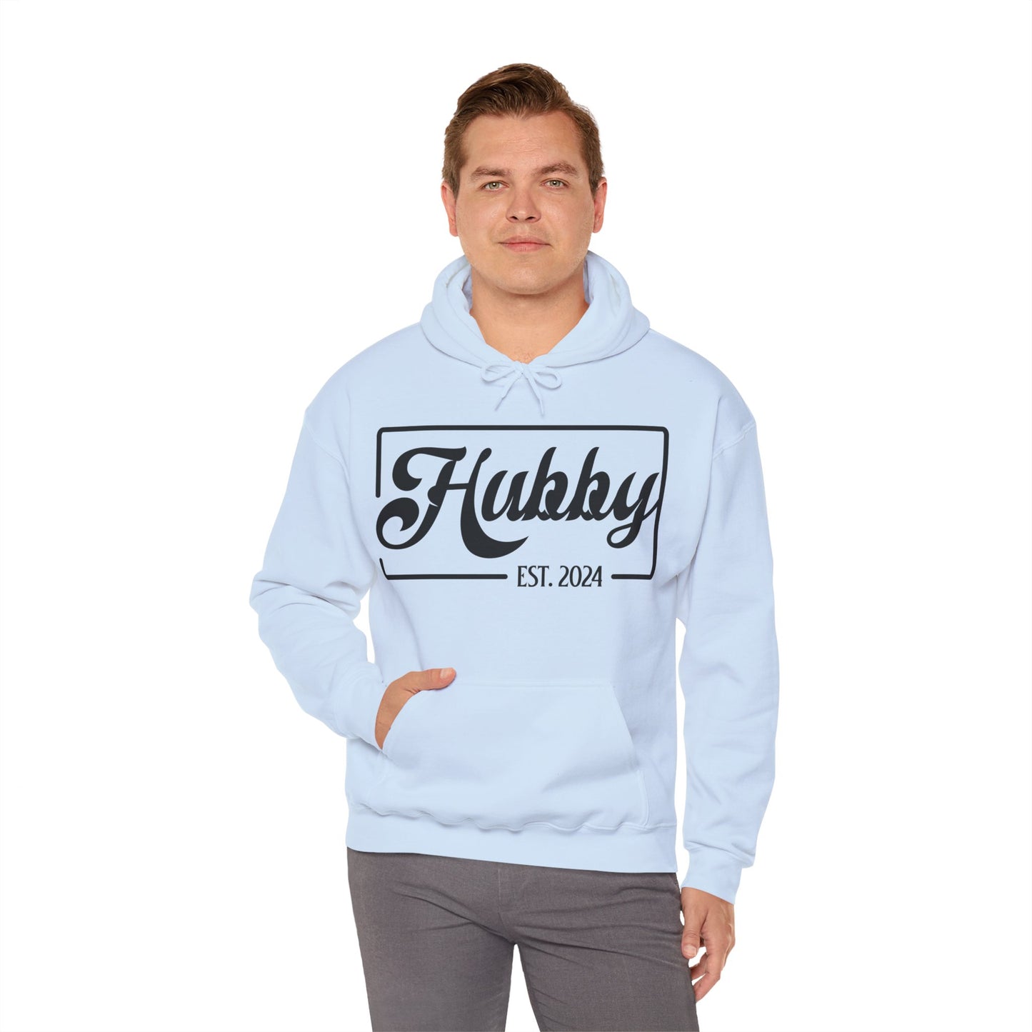 Hubby Est 2024 Just Married Honeymoon Wedding Couples Hoodie For Men Hoodie