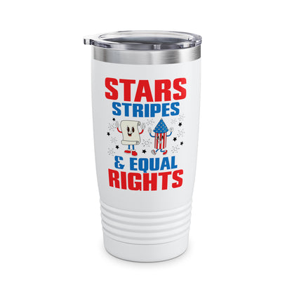 Stars Stripes & Equal Rights 4th Of July Retro Groovy Tumbler For Men Women Tumbler