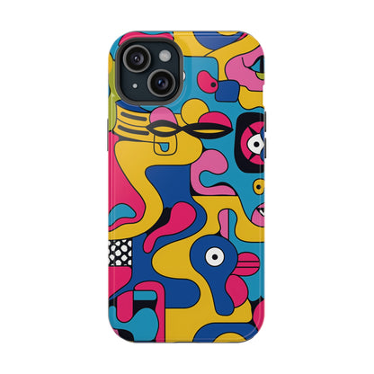 Pop Culture Fun Pattern iPhone 13 14 15 Pro Max Plus Case Compatible with MagSafe Tough Cases Protection, Magnetic Phone Case for iPhone  Classic Series