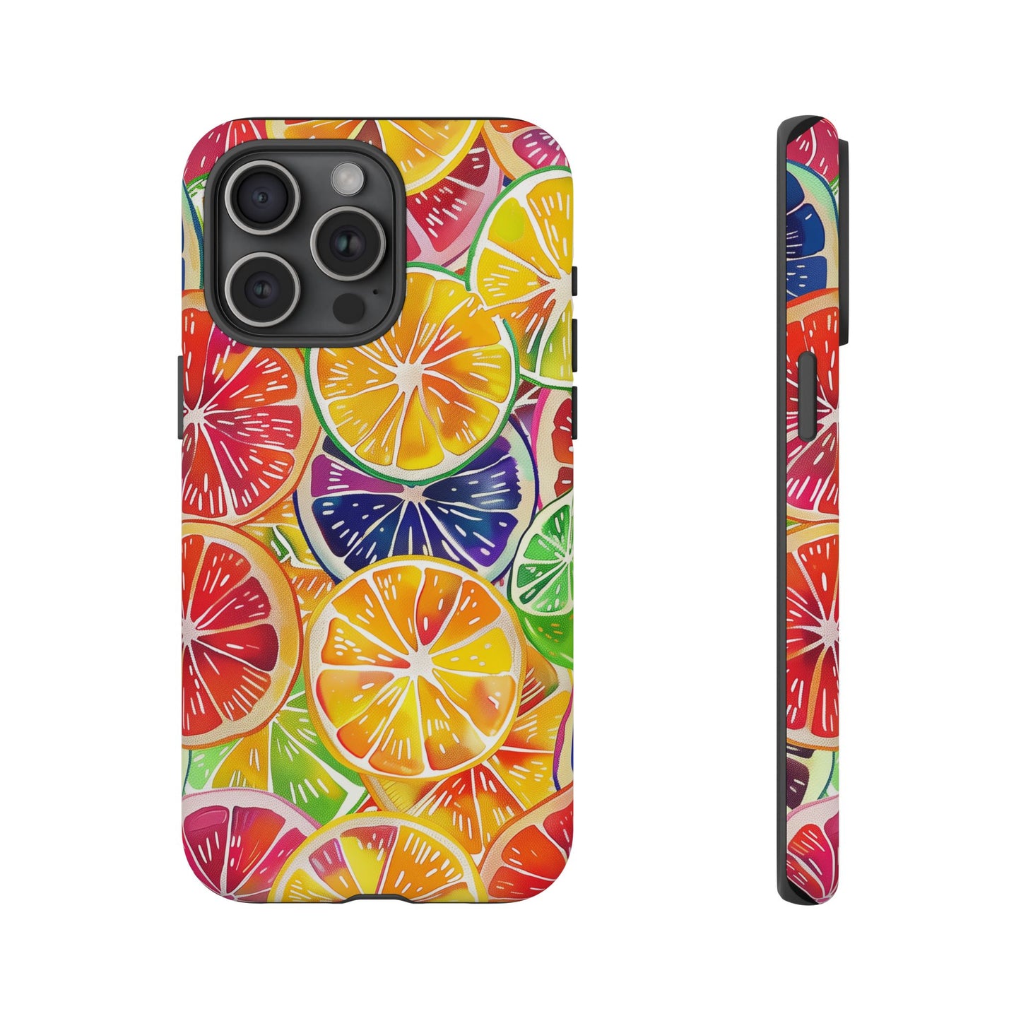 Citrus Burst Vibrant Pattern iPhone 13 14 15 16 Pro Max Plus Case Wireless Charging Compatible Tough Cases Protection, Magnetic Phone Case for iPhone Classic Series