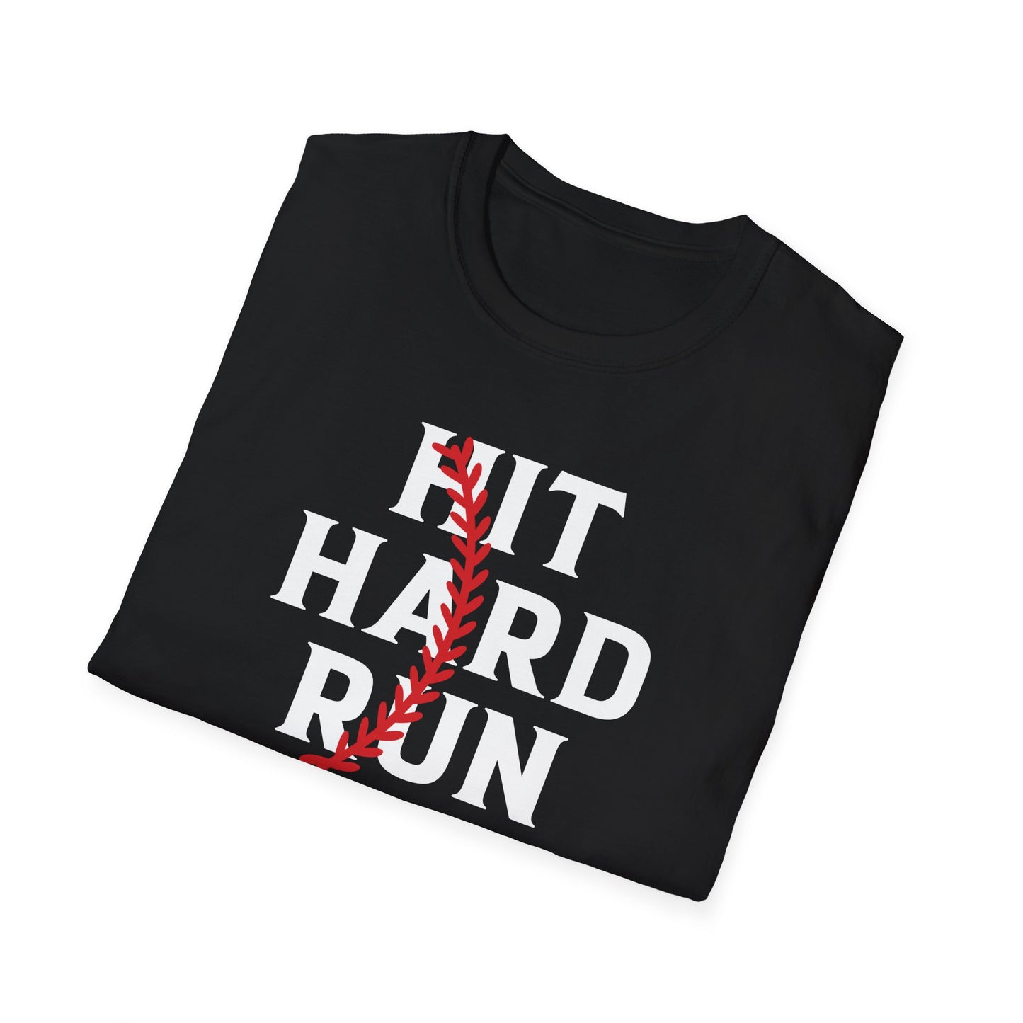 Funny Hit Hard Run Fast Turn Left Baseball Player Gift T-Shirt Men Women Kids