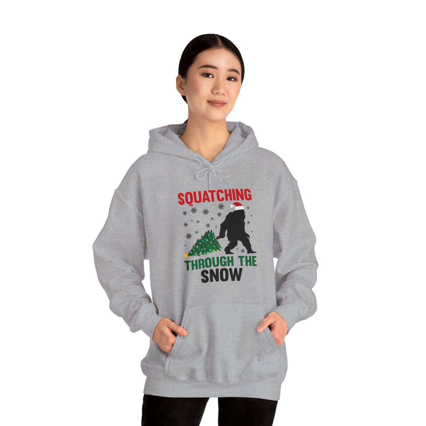 Squatching Through The Snow Funny Bigfoot Christmas Sasquatch Hoodie