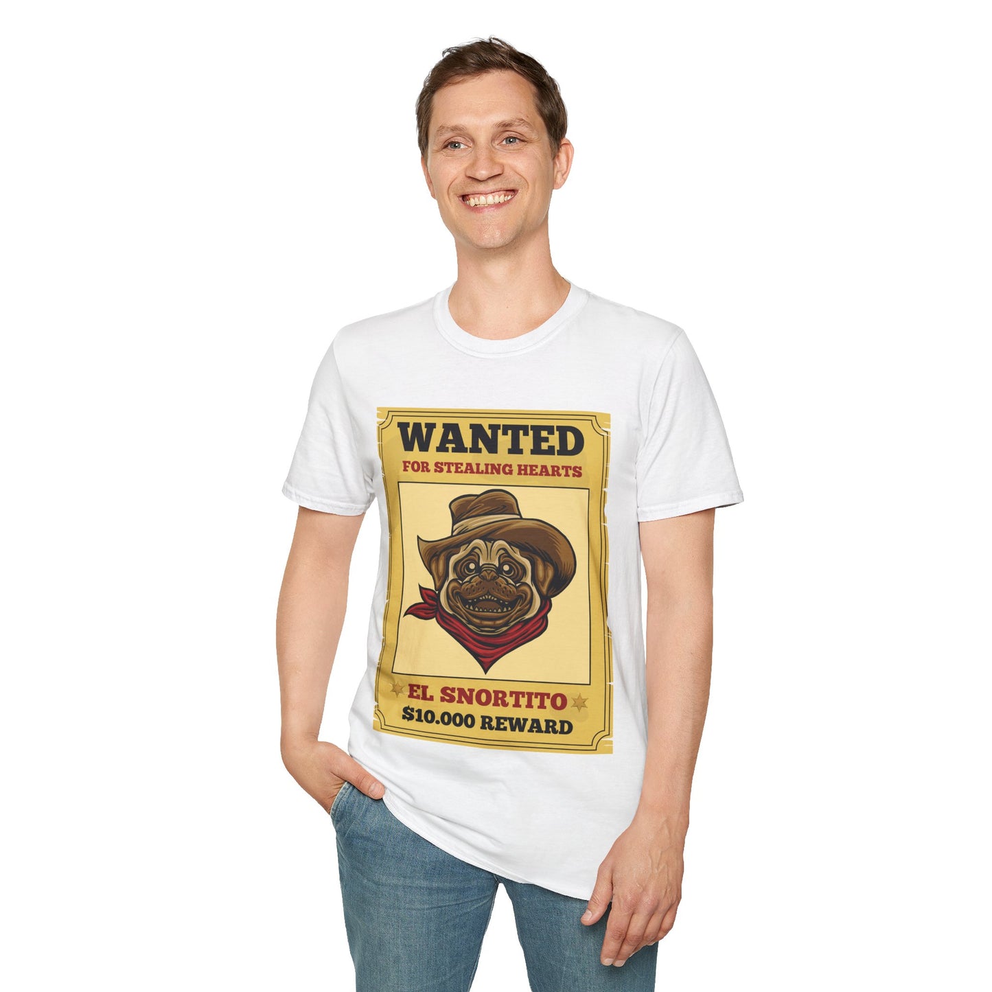 Vintage Pug Wanted Poster Cute Western Cowboy Funny Pug Dog T-Shirt For Men Women T-Shirt