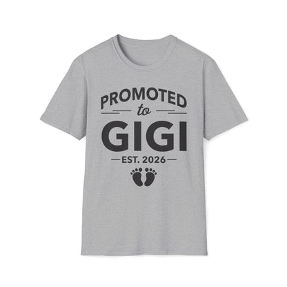 Funny Promoted To Gigi Est 2026 First Time Mothers Day T-Shirt For Women