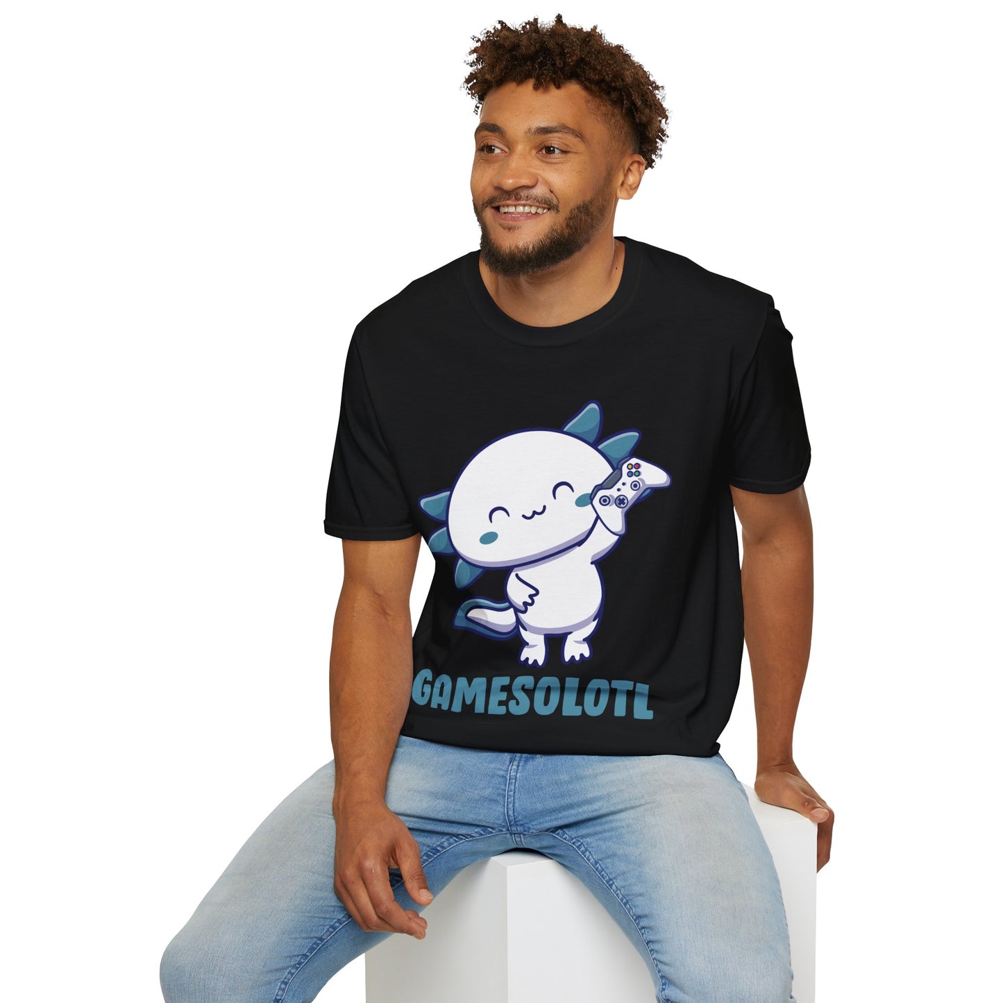 Funny Gamesolotl Gamer Axolotl Fish Playing Video Games Lizard Gaming T-Shirt Men Women